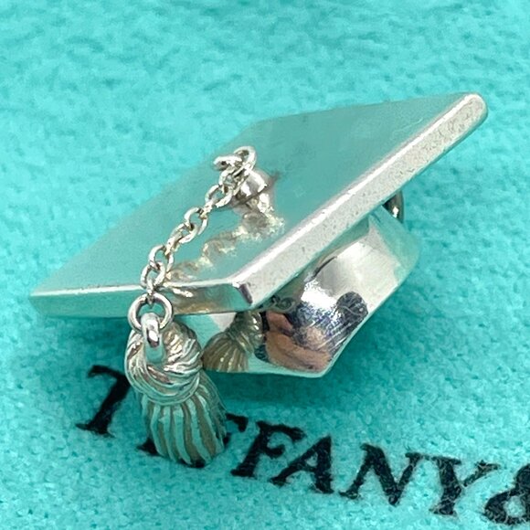 Tiffany & Co. Sterling Silver Graduation Cap Hat Tassel Charm Pendant - Picture 1 of 12